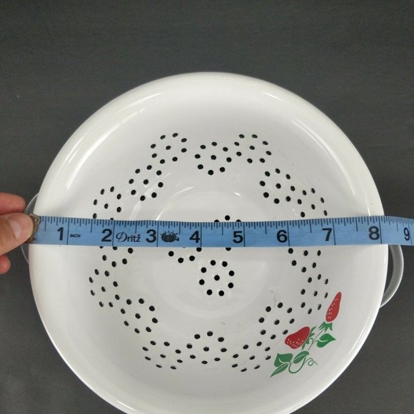 Vintage Teleflora 1983 Strawberry Country Kitchen Strainer Drainer Colander 8'' - Picture 5 of 8